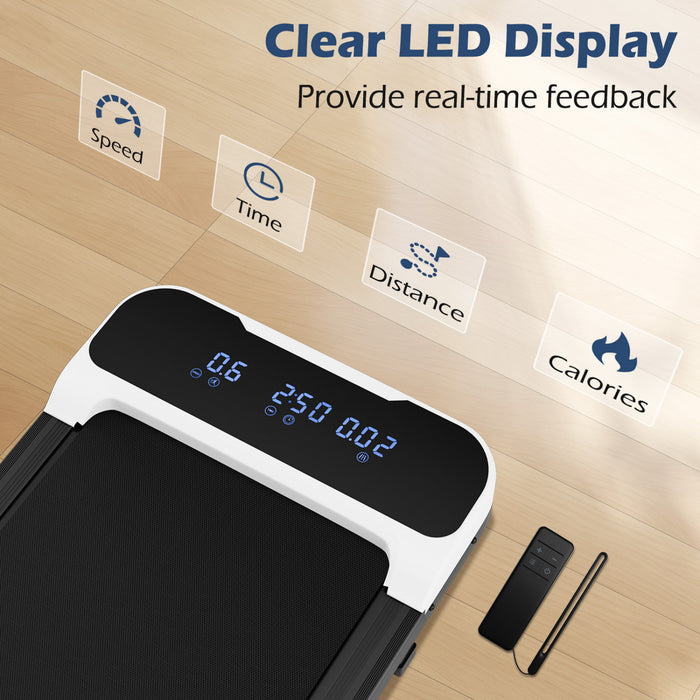 Goplus 2.5hp Under Desk Treadmill For Home And Office Remote Control Led Display White