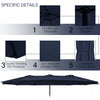 Costway 15FT Double-Sided Twin Patio Umbrella Sun Shade Outdoor Crank Market Base Navy