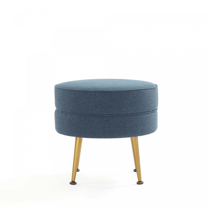 Bailey Mid-Century Modern Upholstered Accent Ottoman in Blue