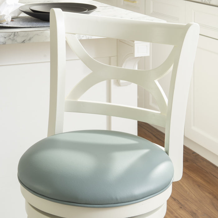 Sawyer Faux Leather Counter-Height Stool - Cream and Blue