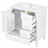 Oliver Solid Wood Bathroom Vanity with Sink Combo and Smart Storage, White | Oliver Meuble-lavabo de salle de bain en bois massif avec lavabo integre et rangement intelligent, blanc