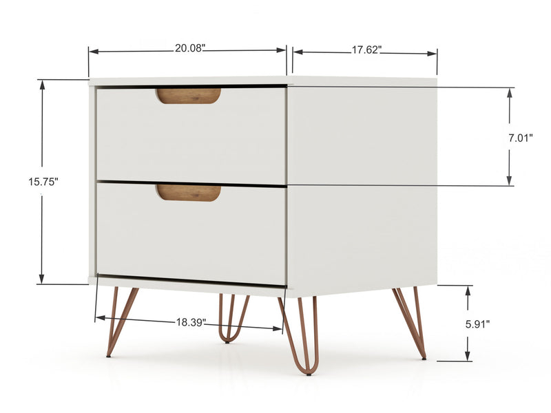 Rockefeller Mid-Century Modern 2-Piece Dresser Set in Off White