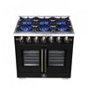 Forno Capriasca 36" Black Gas Range 5.36 cu.ft -FFSGS6460-36BLK | Cuisiniere a gaz noire Capriasca 36 pouces, 5,36 pi³ – FFSGS6460-36BLK