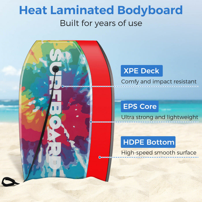 Costway 33\" Lightweight Body Board With Eps Core Xpe Deck Hdpe Bottom Crescent Tail Colorful