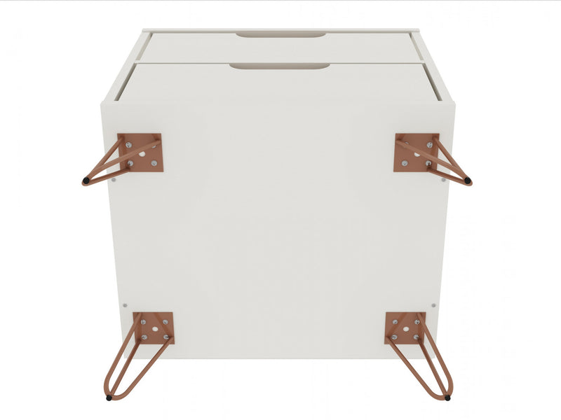 Rockefeller Mid-Century Modern 20\" Nightstand in Off White (2-Drawer) - Set of 2