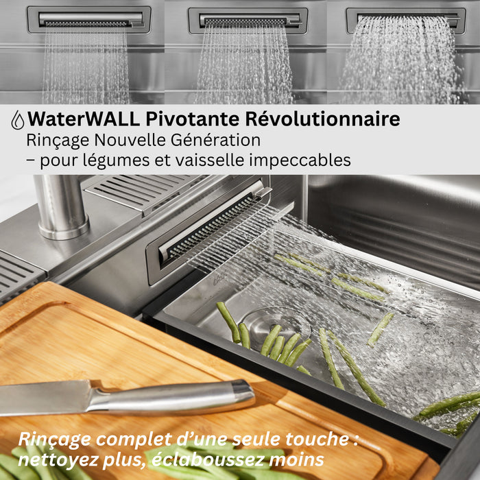 MultiSINK 45 in. Dual Mounted 3-Level Workstation Kitchen Sink, Faucets, Glass Rinser,Stainless Steel- J-WP30 Laundry Combo