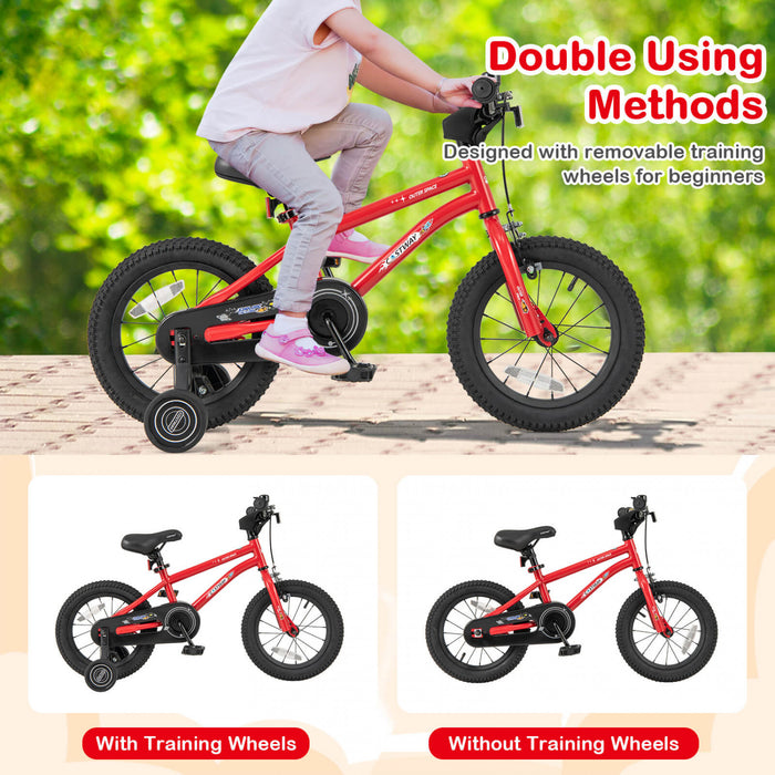 Costway 14-inch Kid's Bike For 3-5 Years Old With Adjustable Saddle & Anti-slip Handlebar Red
