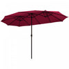 Costway 15Ft Patio Double-Sided Solar LED Market Umbrella Crank Burgundy