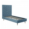 Crosby Modern Upholstered Velvet Twin Bed in Blue | Lit simple moderne Crosby en velours bleu
