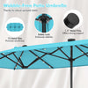 Costway 13FT Double-sided Patio Umbrella with Solar Lights Crank Handle Umbrella Base Turquoise