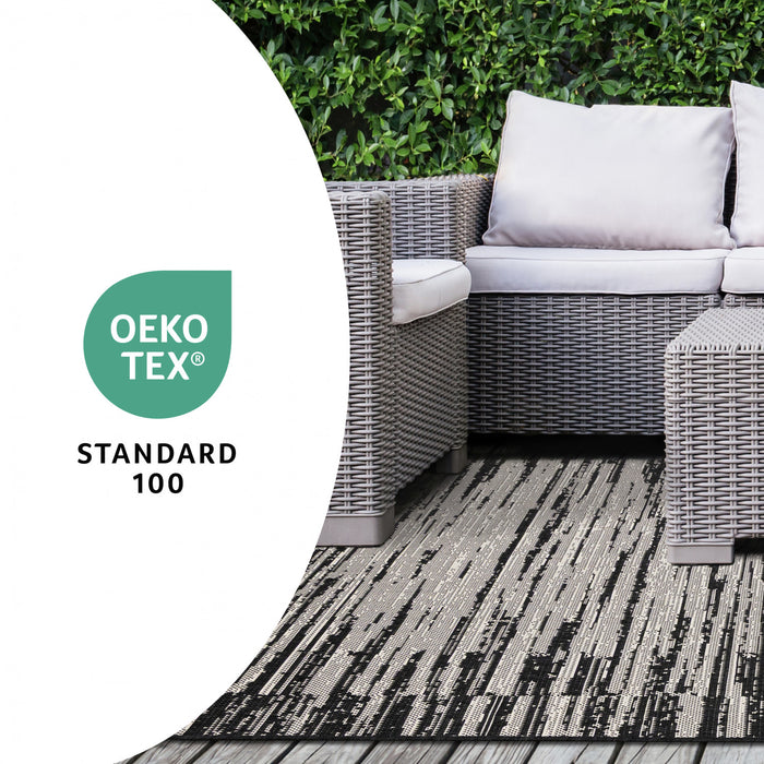 Jackson Black Grey Distressed Outdoor Rug, 7'10\" x 10'6\" Outdoor Area Rug