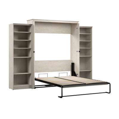 Bestar Key West Queen Murphy Bed with Closet Organizers (119 W) - Linen White Oak|Grand lit escamotable Key West de Bestar de 119 po (L) avec organisateurs de garde-robe - blanc chêne lin