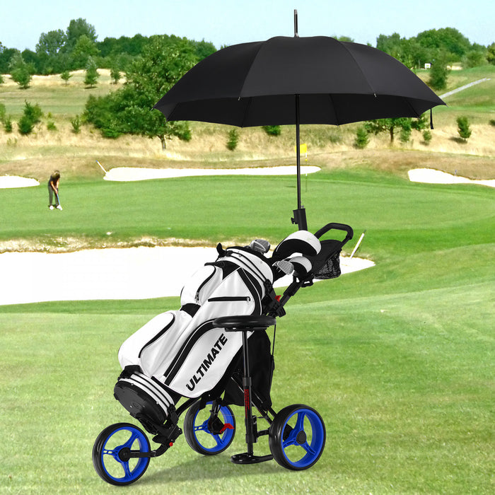 Goplus Folding 3 Wheels Golf Push Cart W/seat Scoreboard Adjustable Handle Blue