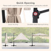 Costway Patio 9.5FT Square Cantilever Offset Hanging Umbrella 2-Tier 360° Outdoor Beige