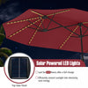 Costway 15.5 FT Extra-Large Patio Umbrella with LED Solar Lights & 12 Heavy-Duty Ribs Red