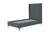 Promenade Mid-Century Modern Upholstered Velvet Twin Bed in Gray | Lit jumeau Promenade moderne du milieu du siecle en velours gris capitonne