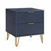 Dumbo Modern 20" Fluted Nightstand in Midnight Blue (2-Drawer) | Table de nuit moderne Dumbo 20" a cannelures, bleu minuit (2 tiroirs)