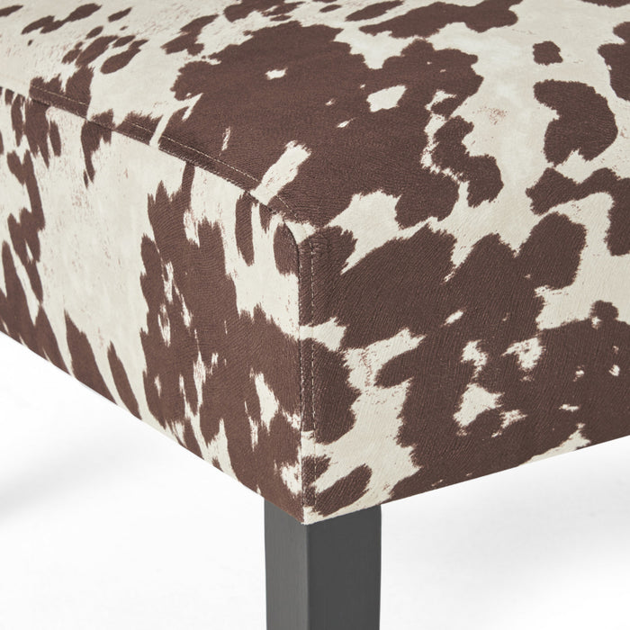 Oliver Linen-look Fabric Accent Chair Set Of 2 With Rubberwood Legs - Brown and White