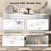 Haven 59 Inch Double Sink Bathroom Vanity with Resin Sinks and 3 Drawers, White | Haven Meuble-Lavabo Double 59 po avec Vasques en Resine et 3 Tiroirs, Blanc