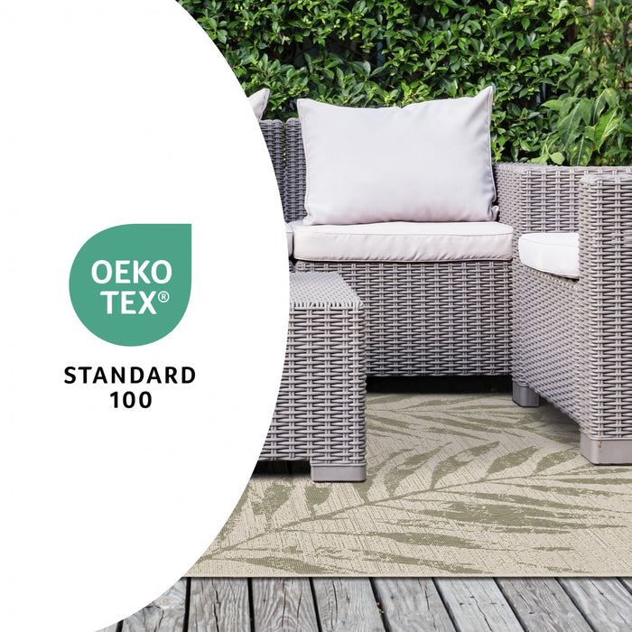 Jackson Taupe White Elegant Border Outdoor Rug, 5'3\" x 7'7\" Outdoor Area Rug