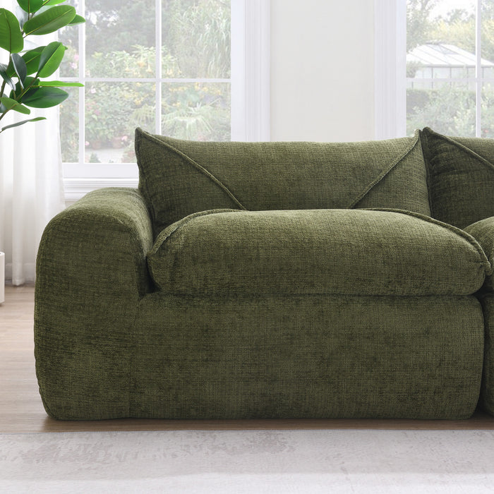Cloud 116 Inch Modular Sectional Sofa with Ottoman and Legless Design, Green