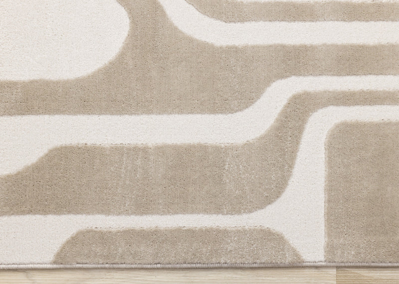 Leopold Modern Mid-Century Beige Cream Area Rug - 5'3\" x 7'7\"