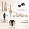 Costway 9 FT Patio Umbrella 2-Tier Market Table Umbrella with Crank Handle & 8 Ribs Beige