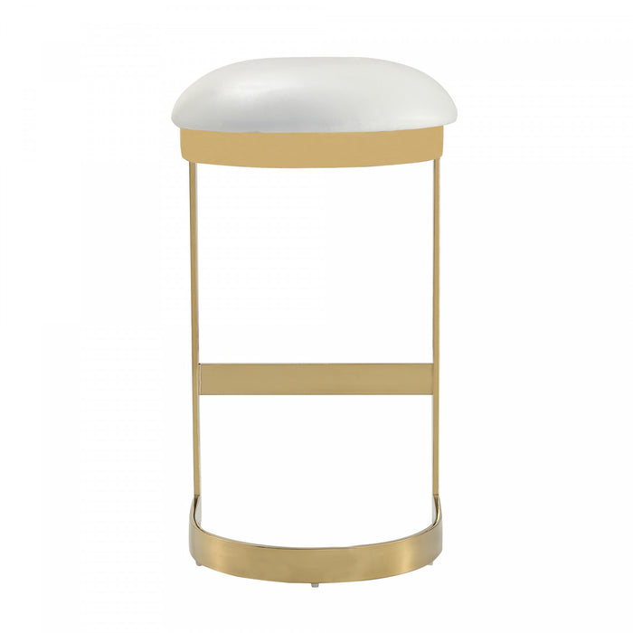 Aura Modern Metal Upholstered Barstool in White - Set of 2 Bar Stool