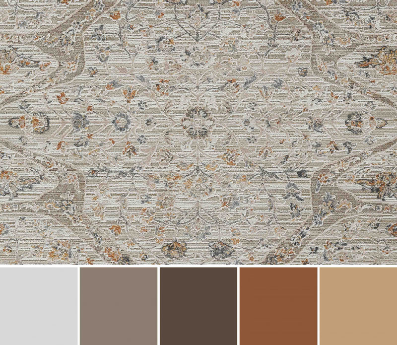 Margaux Traditional 8'10\" x 12'7\" Area Rug in Ivory Indoor Area Rug
