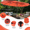 Costway 15FT Twin Patio Double-Sided Umbrella 48 Solar LED Lights Crank Outdoor Orange
