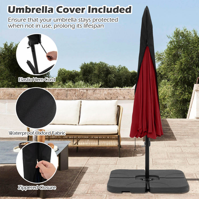 Costway 10 FT Offset Hanging Umbrella Patio Cantilever Umbrella with Cover Red