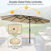 Costway 15FT Double-Sided Twin Patio Umbrella Outdoor Market with Crank & Base Beige