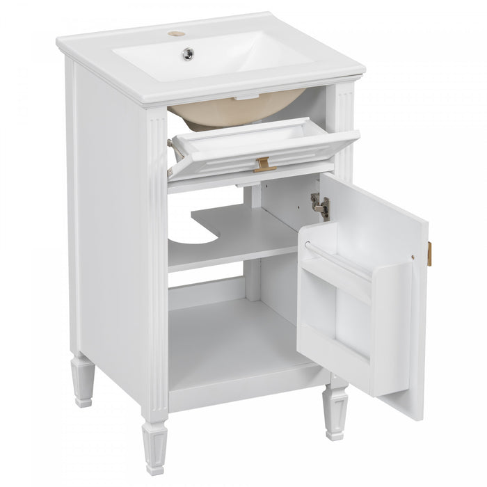 Jocelyn 20\" Bathroom Vanity with Ceramic Sink and Solid Rubberwood Frame, Black
