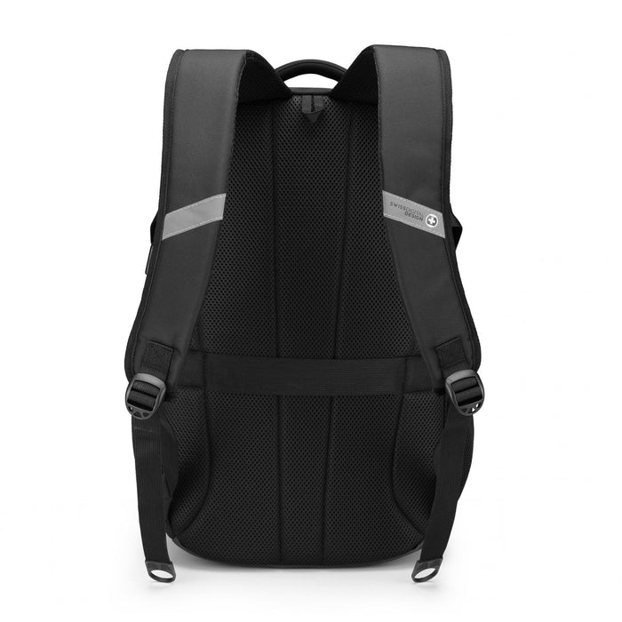 Swissdigital Sursee School Backpack – 17\" Laptop Bag, SDD Finder, Add-A-Bag System, Reflective Trim, Breathable Mesh, Travel-Ready