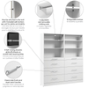 Bestar Florence 71" Modular Reach-In/Walk-In Closet System with Shelves and Drawers Slab Style - White|Système de garde-robe et pièce-penderie modulaire Florence de Bestar de 71 po avec tablettes et tiroirs de style lisse - blanc