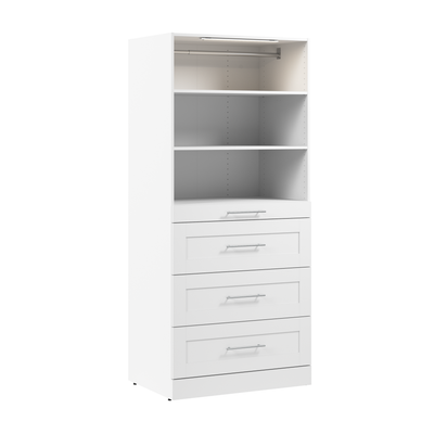 Bestar Florence 35" Modular Reach-In/Walk-In Closet System with LED Light and Storage - White|Système de garde-robe et pièce-penderie modulaire Florence de Bestar de 35 po avec éclairage à DEL et rangement - blanc