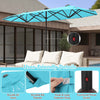 Costway 13FT Double-sided Patio Umbrella with Solar Lights Crank Handle Umbrella Base Turquoise