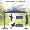 Costway 10' Hanging Umbrella Patio Sun Shade Offset Outdoor Market W/ Cross Base Blue
