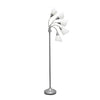Skye 5 Light Adjustable Gooseneck Floor Lamp, Silver & White, 67"H | Skye Lampadaire a 5 lumieres avec cols de cygne reglables, Argent et Blanc, 67 po H