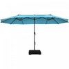 Costway 15FT Double-Sided Twin Patio Umbrella Sun Shade Outdoor Crank Market Turquoise