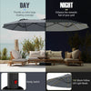 Costway 15.5 FT Extra-Large Patio Umbrella with LED Solar Lights & 12 Heavy-Duty Ribs Gray