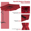 Costway 10FT Cantilever Solar Powered 32LED Lighted Patio Offset Umbrella Outdoor Wine
