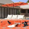 Costway 13 FT Double-sided Patio Umbrella with Solar Lights Crank Handle Umbrella Base Orange