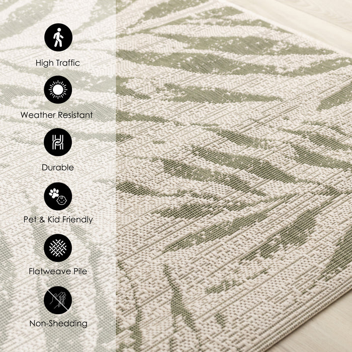Jackson Taupe White Elegant Border Outdoor Rug, 5'3\" x 7'7\" Outdoor Area Rug