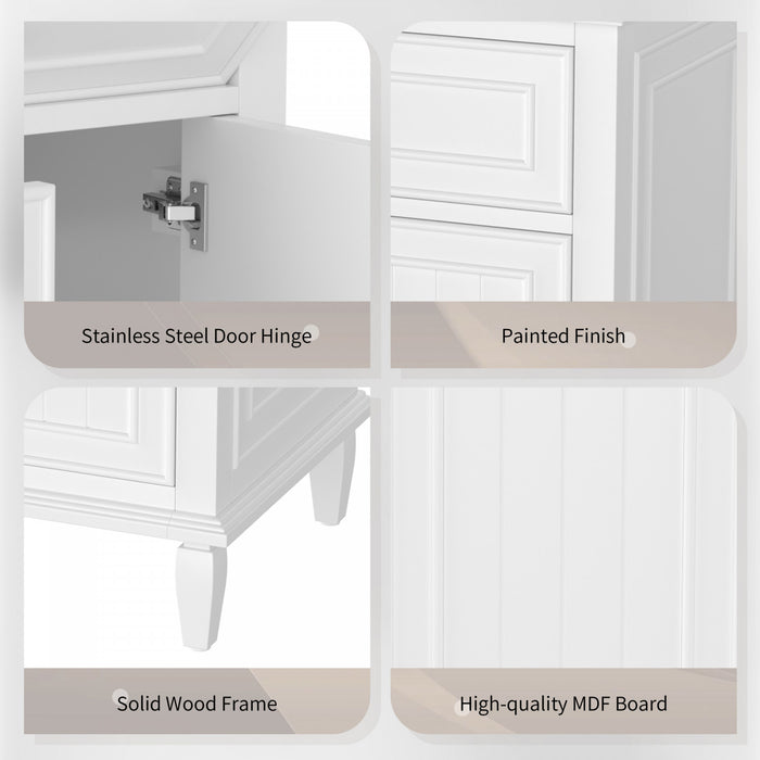 Vivo 24 Inch Single Sink Bathroom Vanity with Flip Drawer and Solid Wood Legs, White