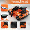 Costway 12v Electric Kids Ride On Car With Remote Control Wireless Connection Lights Orange