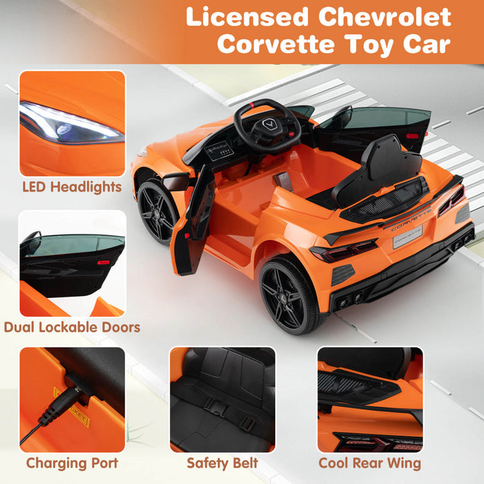 Costway 12v Electric Kids Ride On Car With Remote Control Wireless Connection Lights Orange
