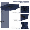 Costway 10FT Cantilever Solar Powered 32LED Lighted Patio Offset Umbrella Outdoor Navy