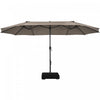 Costway 15FT Double-Sided Twin Patio Umbrella Sun Shade Outdoor Crank Market Base Coffee