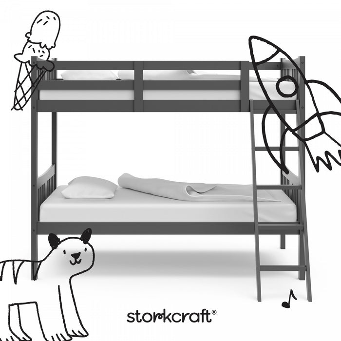 Storkcraft Caribou Twin over Twin Bunk Bed - Gray
